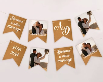 Pennant garland, chic, elegant and vintage wedding, kraft