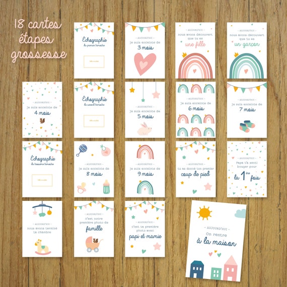 Cartes-étapes, Cartes étape Grossesse, Grossesse, Cadeau Pour Maman,  Papeterie Bébé, Cadeau Grossesse, Milestones Cards, GE1 