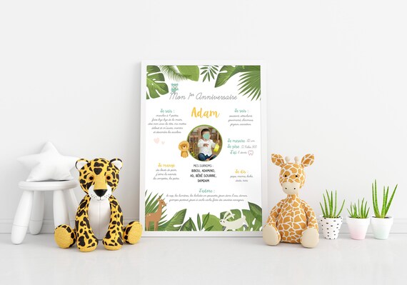 5 cartes d'invitation Jungle 5 enveloppes - animaux de la jungle  anniversaire - birthday - green