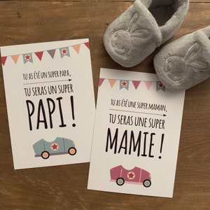 Carta ad gravidanza, nonno nonna, zio tata, auto, vintage immagine 2
