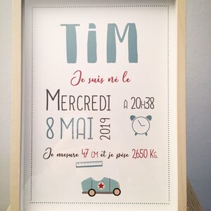 Cartaz de nascimento personalizado, decoração de quarto, presente de nascimento, bebê, moldura imagem 3