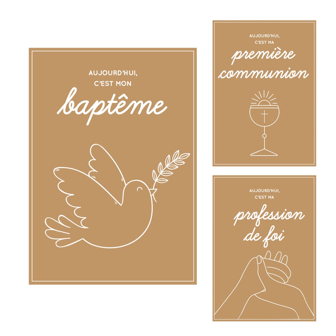 Cartes étapes célébration, baptême communion, profession de foi, religion, culte Etsy France