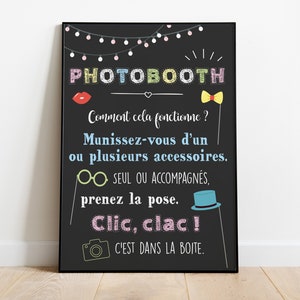 Instructions for photobooth, wedding decoration, game animation, poster, photo