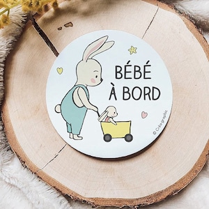Adesivo "Bambino a bordo" – Adesivo auto coniglio – Sicurezza bambini – Vinile resistente – Regalo di nascita originale