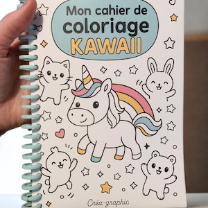 Kawaii Coloring Book A5 – 40 Cute Coloring Pages – Colorful Spiral – Gift Idea for Kids / Teens