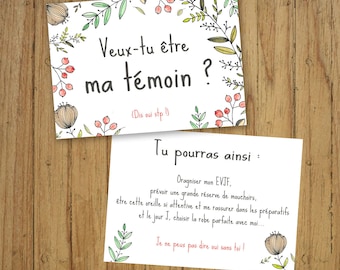 Wedding witness card, do you want to be my witness, witness request, country, boho