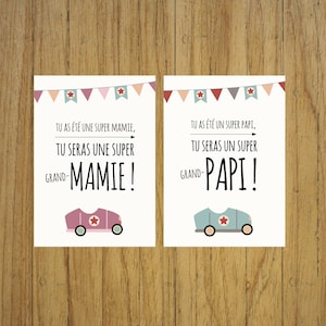 Carta ad gravidanza, nonno nonna, zio tata, auto, vintage immagine 5