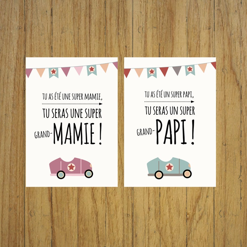 Carta ad gravidanza, nonno nonna, zio tata, auto, vintage immagine 5