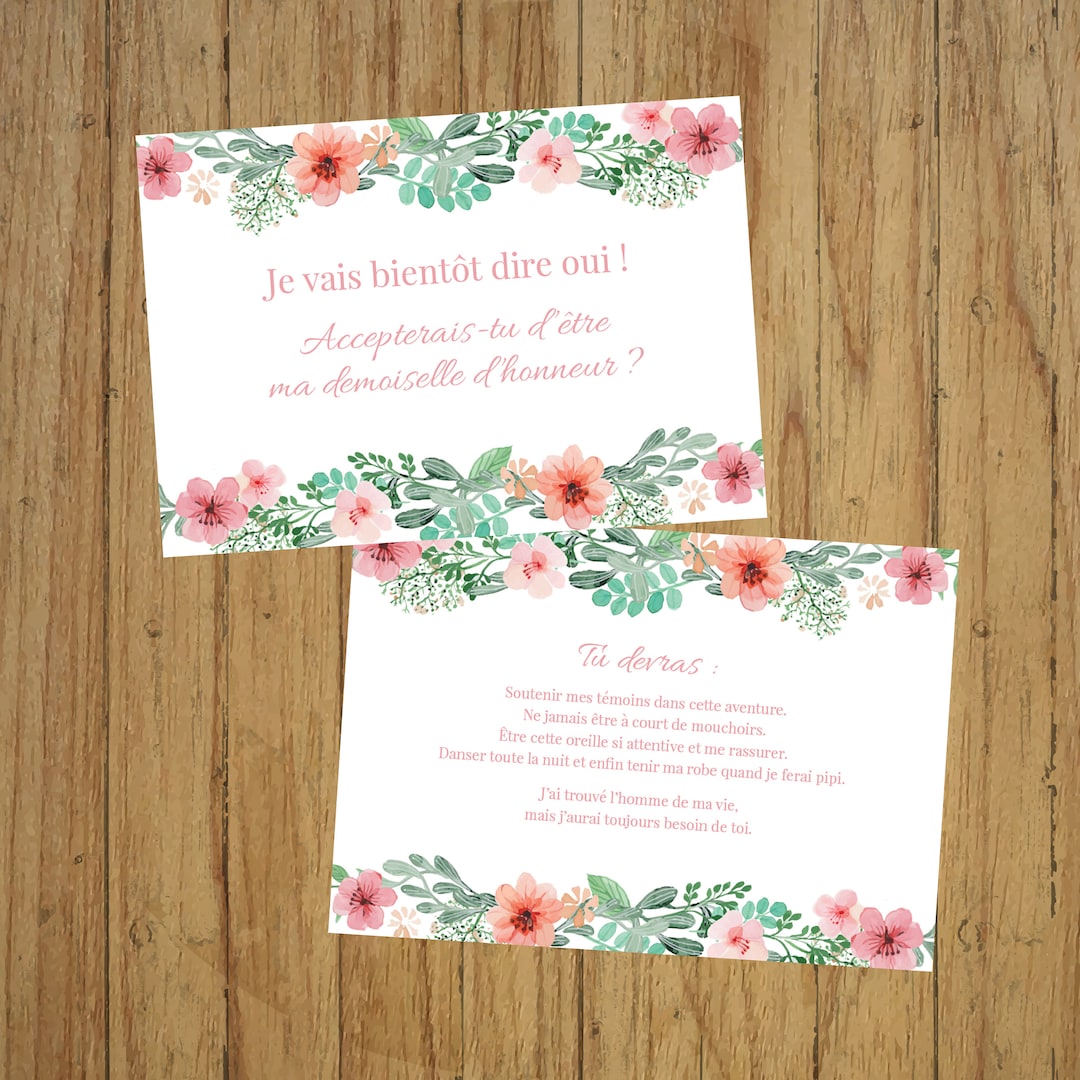 Tarjeta de dama de honor, ¿Quieres ser mi dama de honor?, país chic,  flores, preguntar México