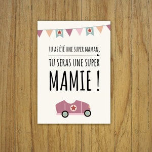 Carta ad gravidanza, nonno nonna, zio tata, auto, vintage immagine 6
