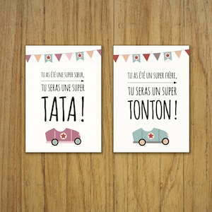 Carta ad gravidanza, nonno nonna, zio tata, auto, vintage immagine 8