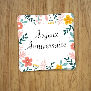 Carte anniversaire fleurs, joyeux anniversaire, champêtre chic, enveloppe, fleurs