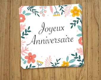 Cartão de aniversário de flores, feliz aniversário, chique country, envelope, flores