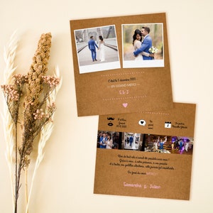 Dankeschön Karte Hochzeit, Vintage Kraft, Country Papeterie, Ankündigung, Natur