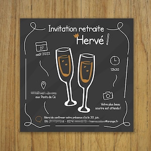 Retirement invitation card, invitation card, black and white, party, birthday