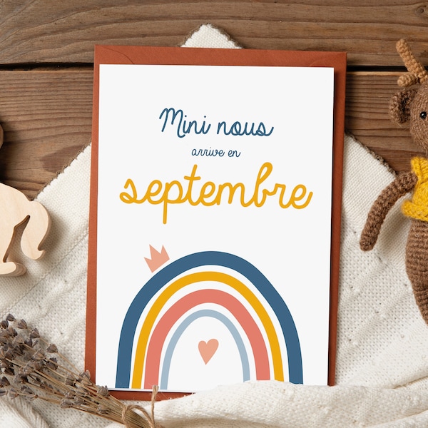 Pregnancy announcement card, good news, rainbow, announcement