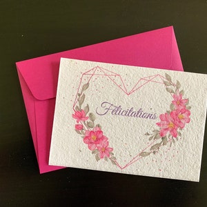 Carte à planter “Félicitations” – Papier ensemencé biodégradable – Cadeau éco-responsable pour mariage, naissance, anniversaire