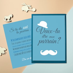 Carte demande parrain, Veux-tu être mon parrain, parrain marraine, faire-part, baptême