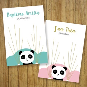 Fingerprints tree panda, first birthday, child's baptism, babyshower, deco