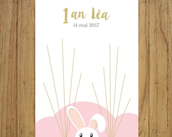 Árvore com estampa de coelho, primeiro aniversário, batismo infantil, papelaria, decoração