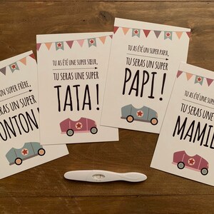 Carta ad gravidanza, nonno nonna, zio tata, auto, vintage immagine 3