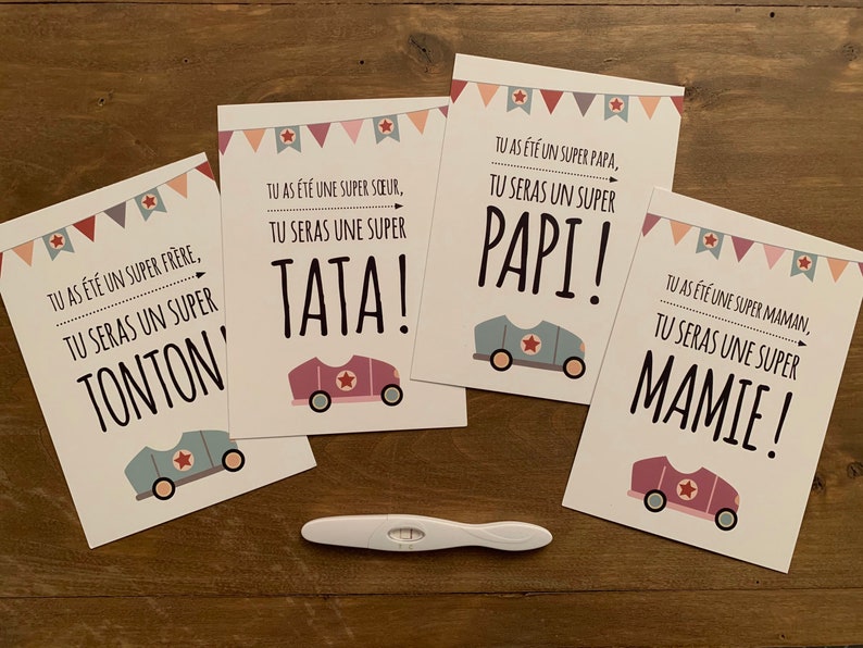 Carta ad gravidanza, nonno nonna, zio tata, auto, vintage immagine 3