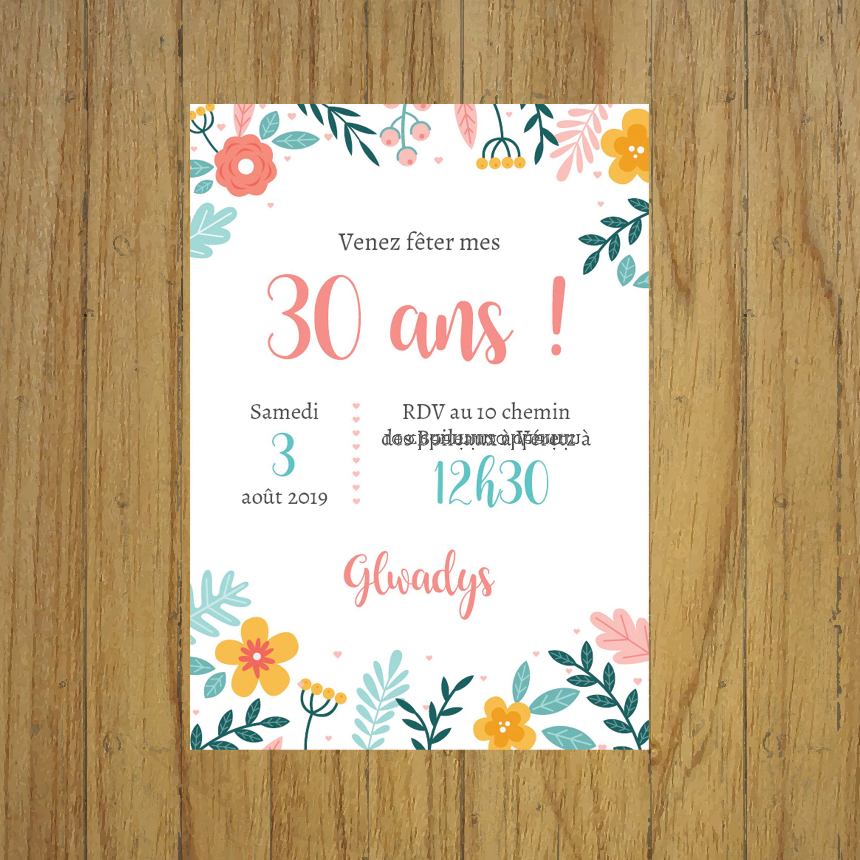 Rustic Birthday Invitation, Stationery Card, Soft Colors, Pastel