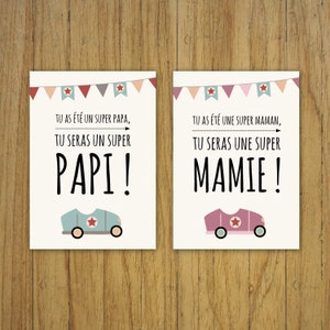 Carta ad gravidanza, nonno nonna, zio tata, auto, vintage immagine 4