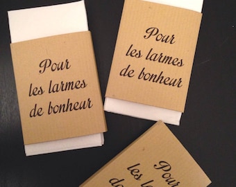 Étuis mouchoirs papier, déco mariage, larmes bonheur, joie, vintage,