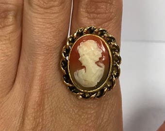 Vintage Costume Jewelry Cameo Ring