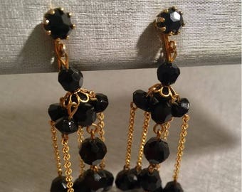 Crystal black vintage earrings