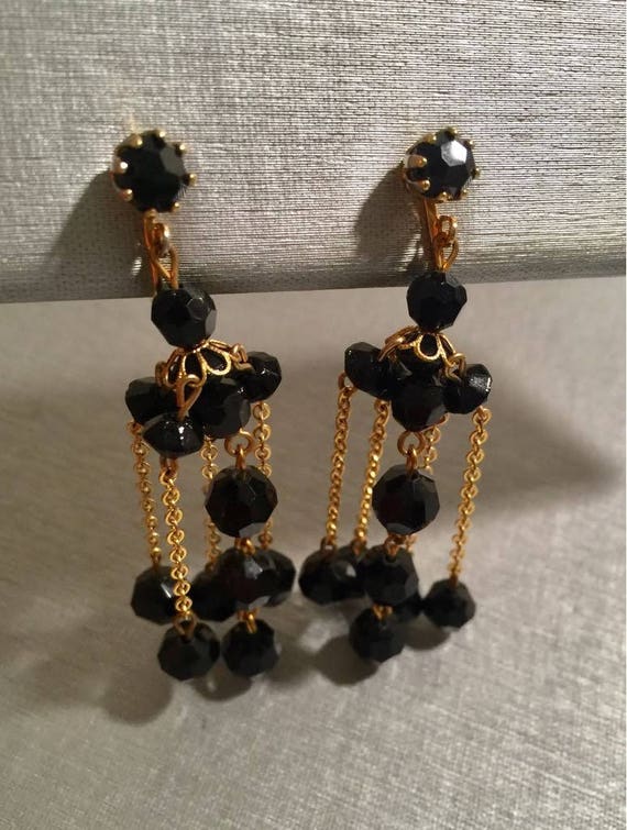 Crystal black vintage earrings