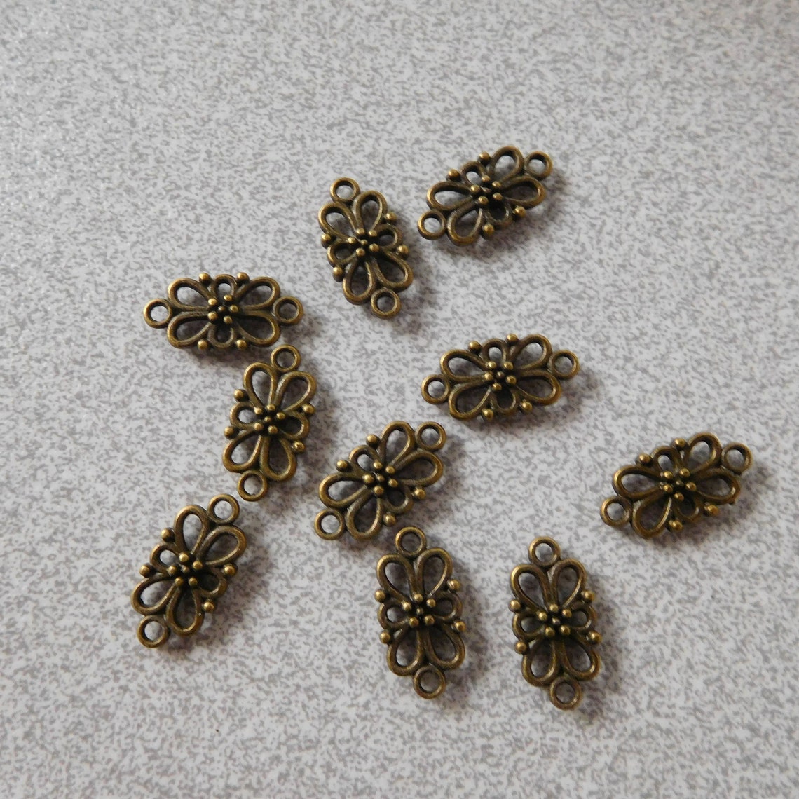 10 Conectores rellenos flor retro vintage color bronce | Etsy