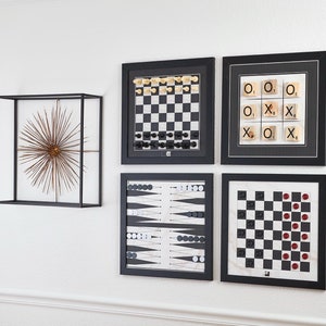 Magnetic Game Room Decor | Chess Set | checkers | tic tac toe | backgammon | Room Decor | Game Room | Board Game | B&W Wall Art