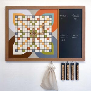 Magnetic Word Tile Board | Love Scrabble® | Board Games | Game Room | Wall Games | Basement Decor | Unique Decor | Board Game Art | Mid-Mod