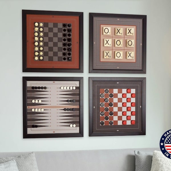 Magnetic Game Room Decor Chess Checkers Backgammon Tic Tac Toe Modern Wall Art
