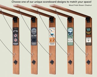 LED Ring and Hook Toss Game: Personalized Chestnut Wood Yard Game