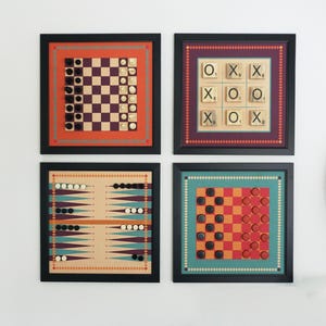 Magnetic Retro Board Game Set: Functional Canvas Wall Art