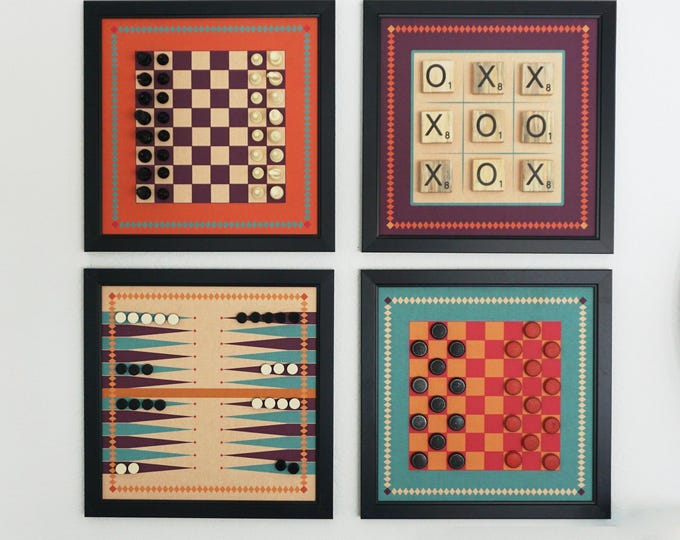 Magnetic Retro Board Game Set: Functional Canvas Wall Art