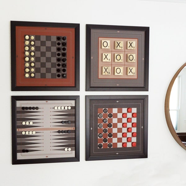 Magnetic Game Room Decor | Chess Decor | Backgammon Board | Checkers Set | Tic Tac Toe Board | Game Room Decoration | Modern Art