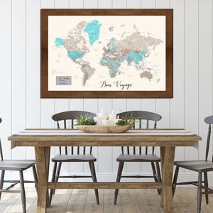 Magnetic World Map Framed Personalized Magnetic Map Framed Map World Map Pin | Etsy
