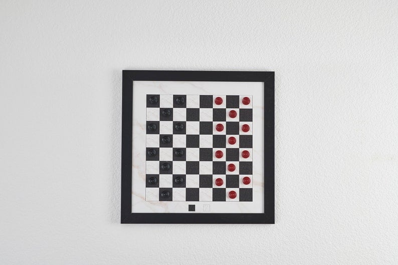 Magnetic Game Room Decor Chess Set Backgammon Board Checkers Set Tic Tac Toe Board Functional Wall Decor B&W Wall Art image 5