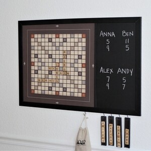 Combo set of four games and Scrabble Modern Functional Magnetic Canvas Chess Decor Checker Set Tic tac toe Wall Art Backgammon Art image 3