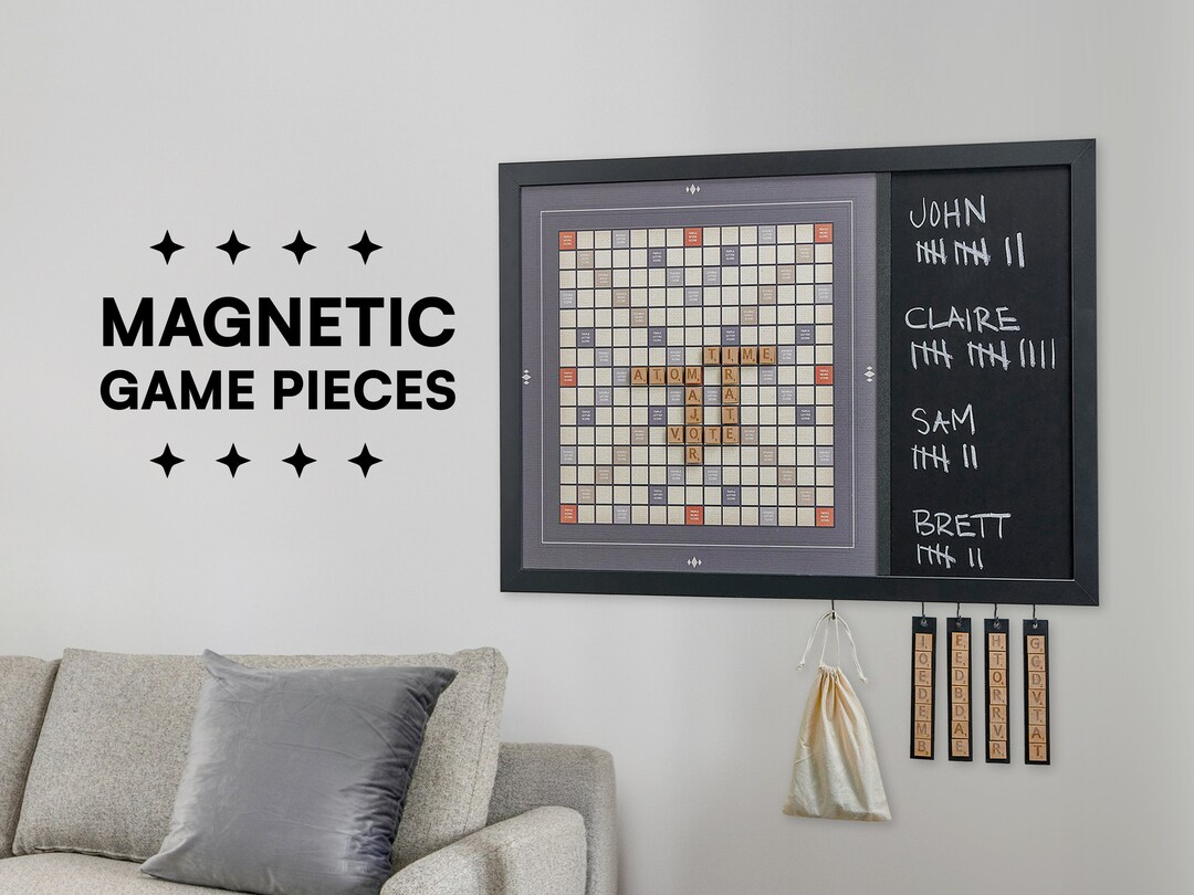 Wall Scrabble Board Handcrafted Functional Game Room Decor Perfect for Families, Gifts