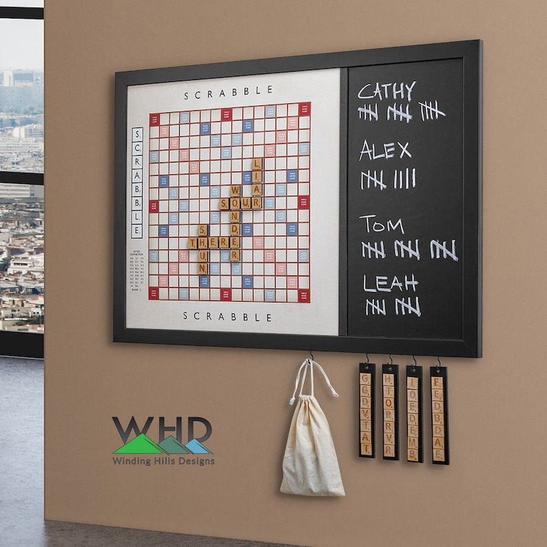 Magnetic Scrabble Game Beach or Classic Family Night Game Room Decor Scrabble Board Unique Wall Decor image 9