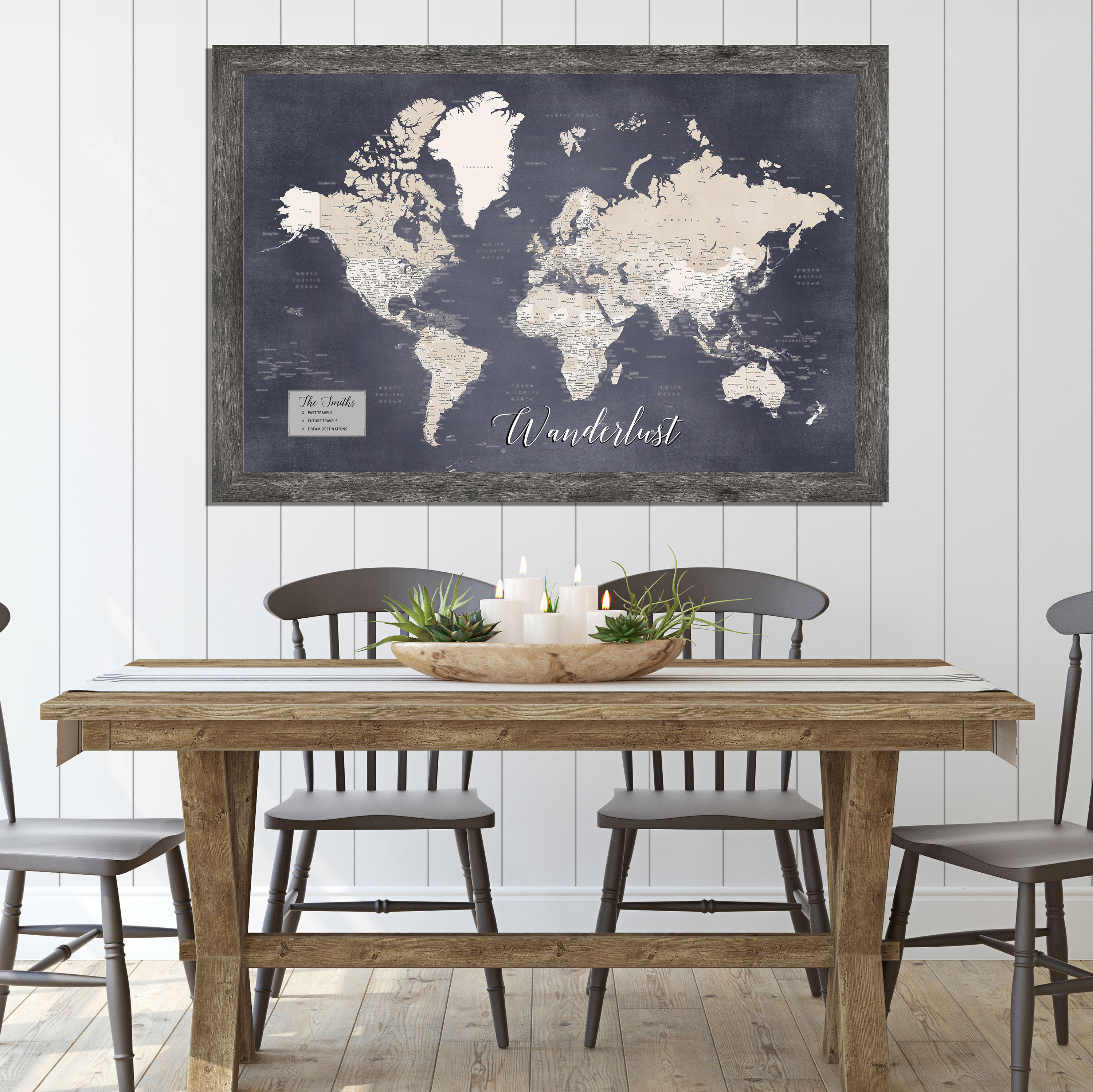 Personalized Magnetic Map | Framed Map | World Map | Pin Travel Map |…