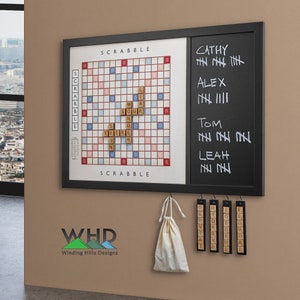 Magnetic Scrabble Set Black & White or Classic Family Fun Night Game Wall Decor Game Room Decor Unique Wall Art image 9