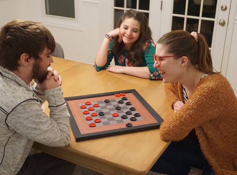 Combo set of four games and Scrabble Modern Functional Magnetic Canvas Chess Decor Checker Set Tic tac toe Wall Art Backgammon Art image 2