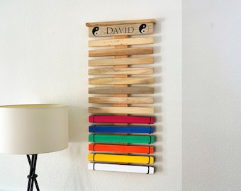 Karate Belt Display | Natural Wood Belt Rack | Taekwondo | Karate | Jiu Jitsu | Personalized Display | Martial Arts Gift