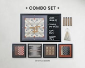 Magnetic Game Set of 4: Functional Wall Art - Chess, Checkers, Tic Tac Toe, Backgammon